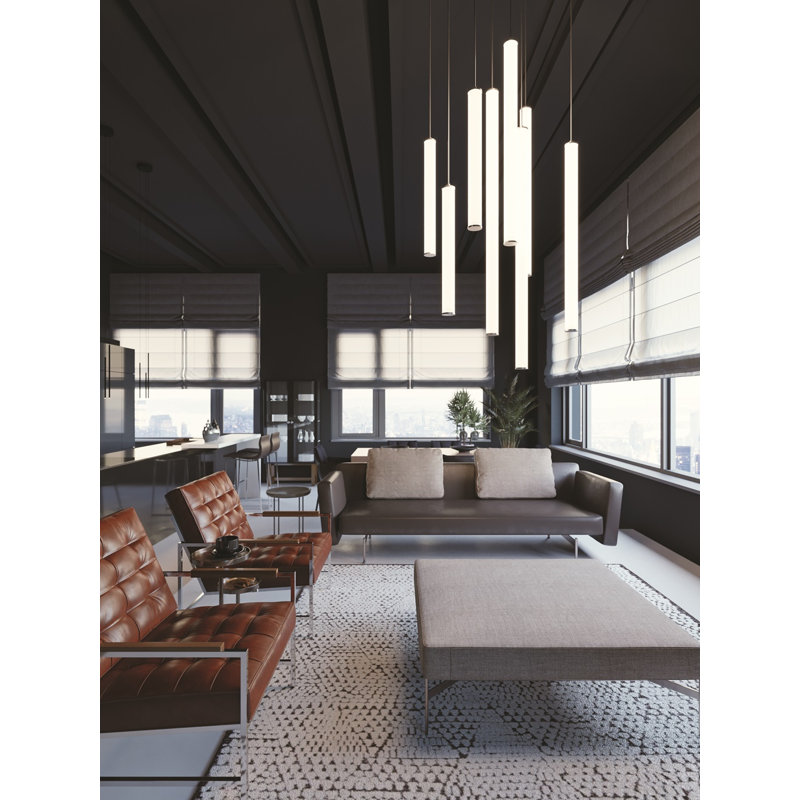 Luminaire suspendu à cylindre simple 1 lumière Manu, Nickel