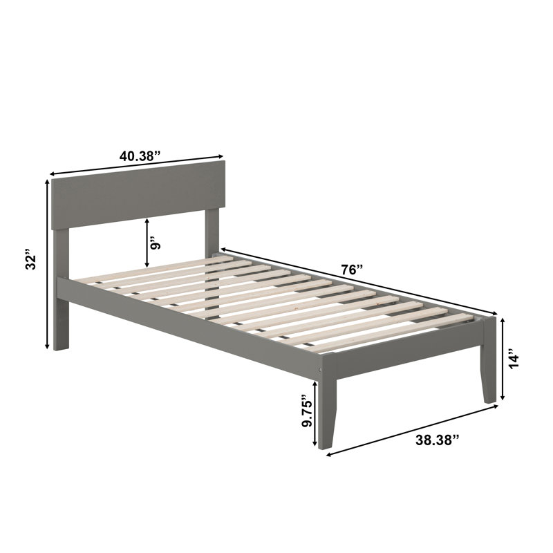 Lit plateforme en bois massif Farrah , Gris, Simple