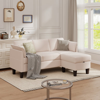 Canapé modulaire rembourré 70 po de large avec repose-pieds modulaire avec rangement