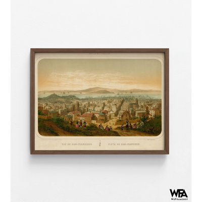 Vue de San Francisco Seaports of America 1860, San Francisco Wall Decor, impression de photo de la ville de Californie, encadrée ancienne CA State Decor