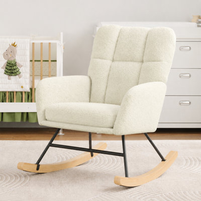 Nursery Rocking Chair, Teddy Upholstered Glider Rocking Chair