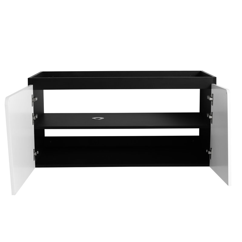 Meuble-lavabo de salle de bain 40 po, porte à fermeture en douceur, style moderne, blanc et noir, contreplaqué, capacité de rangement généreuse