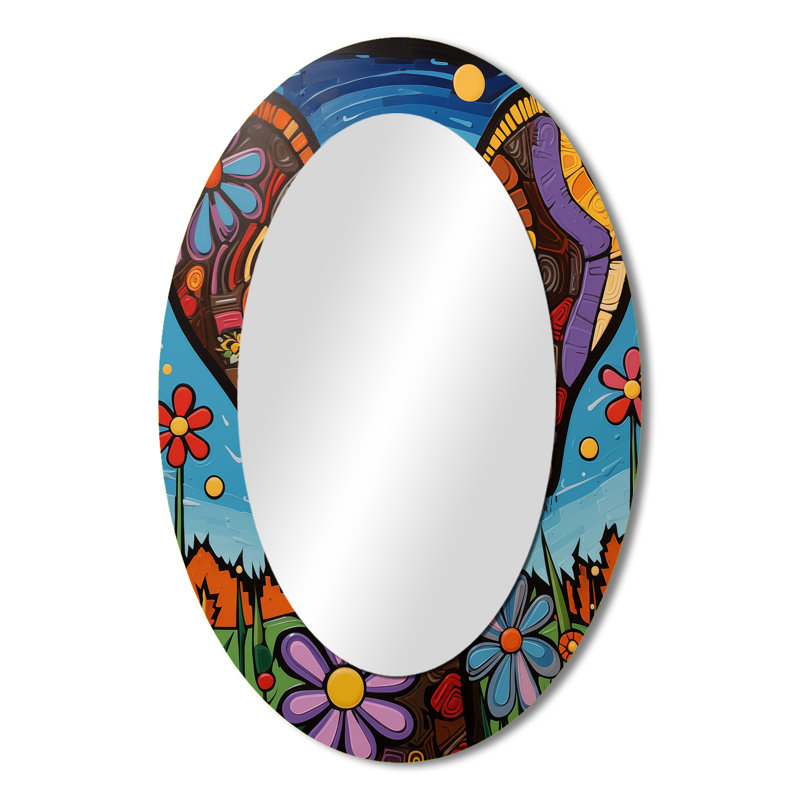 Portrait géométrique géométrique de chien multicolore - Miroir décoratif animaux en métal, 36" x 24"