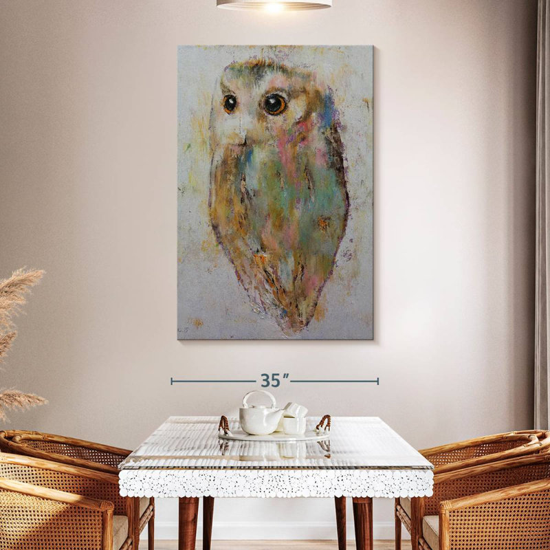 Brampt Pastel Abstract Owl, 51" H x 34" W