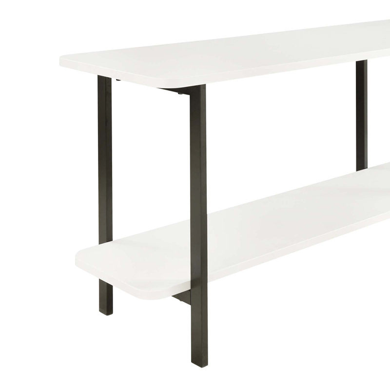 Console contemporaine contemporaine 71 po avec 2 tablettes Celine, Blanc