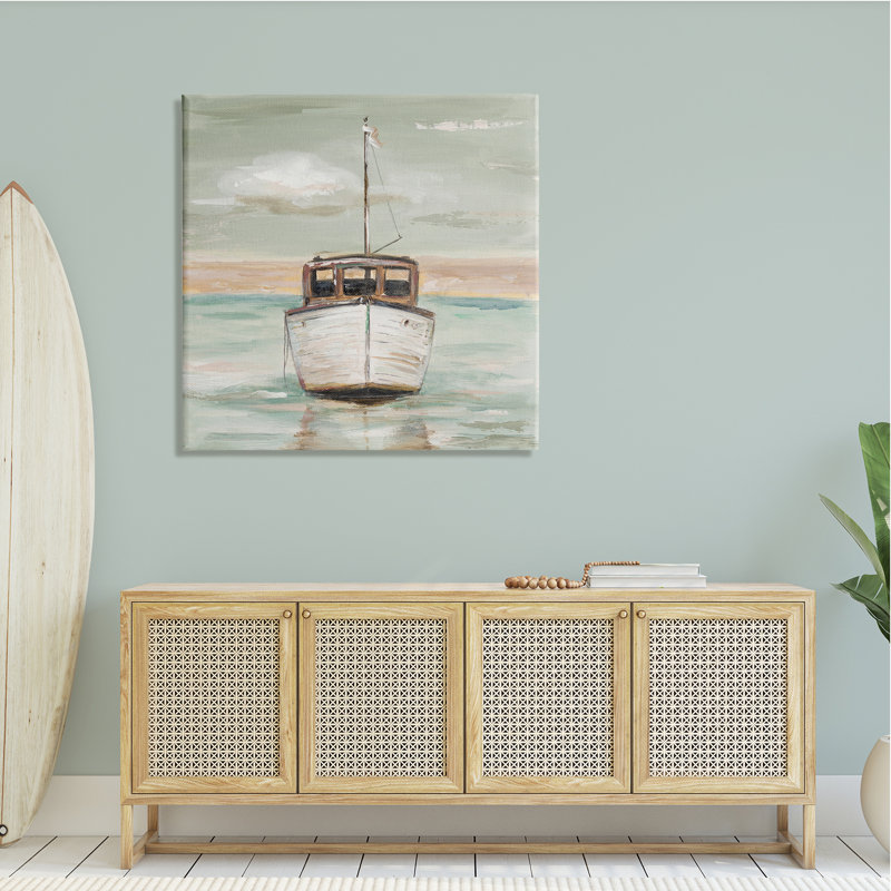 Navire d'eau naviguant dans l'océan, H 36 po x l 36 po x P 1,5 po, Plaque murale