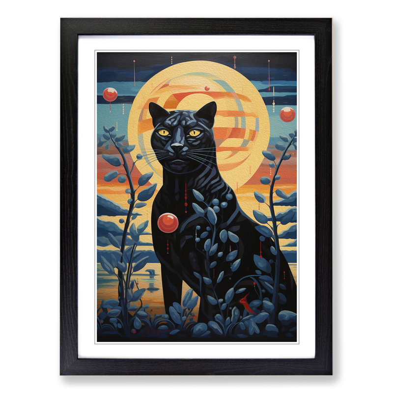 Panther Dadaism - Single Picture Frame Print on Wood, Black Framed, 64cm H x 46cm W x 2" D