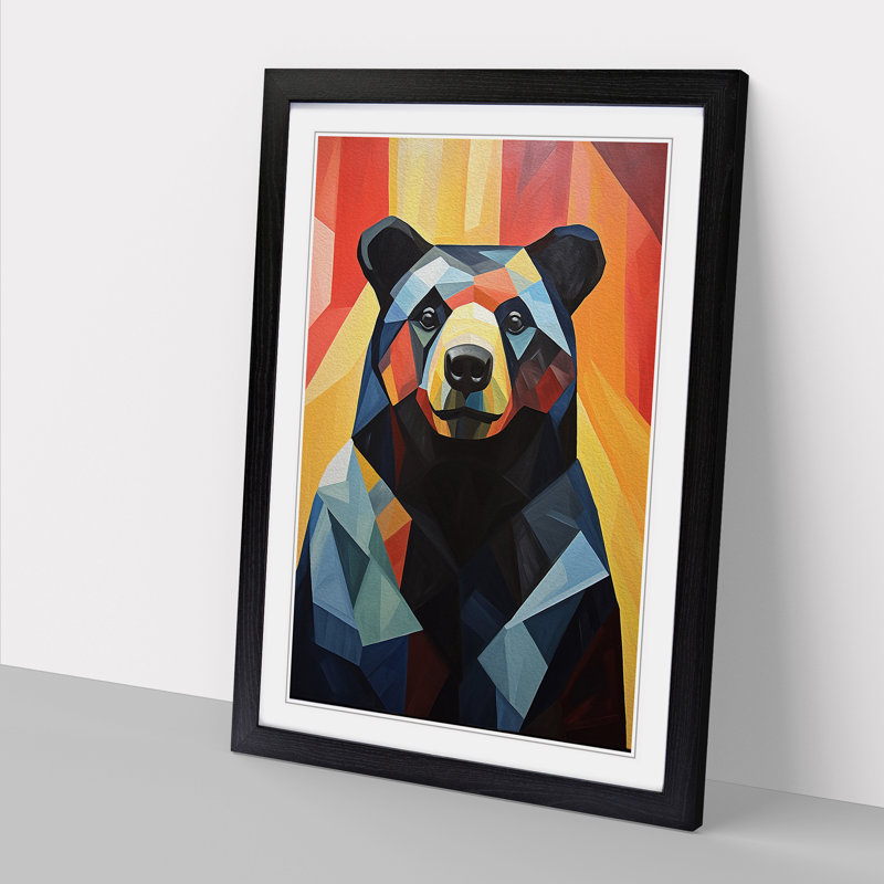 Bear Cubism Art - Framed Print, Black Framed, 64cm H x 46cm W x 2cm D