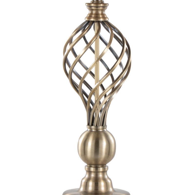 Lampe de table 29 po Linx Twist en laiton doux antique et abat-jour en lin blanc de Grandview Gallery