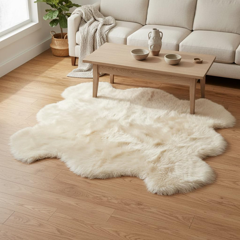 Tapis champagne fait à la main Fraley, Nouveauté 5 pi
