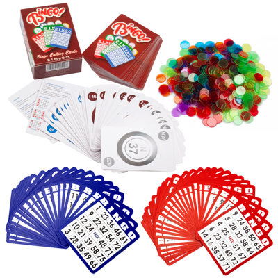 Ensemble de jeu de bingo avec cartes de bingo, jetons de bingo transparents colorés et cartes de bingo (50 cartes de bingo et 500 jetons de bingo)