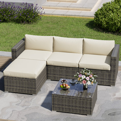 Ensemble de meubles de patio 5 pièces en osier