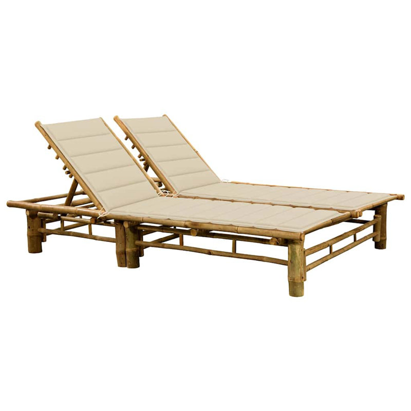 Chaise longue avec coussins en bambou 2 personnes Currin Breeze, Bleu royal