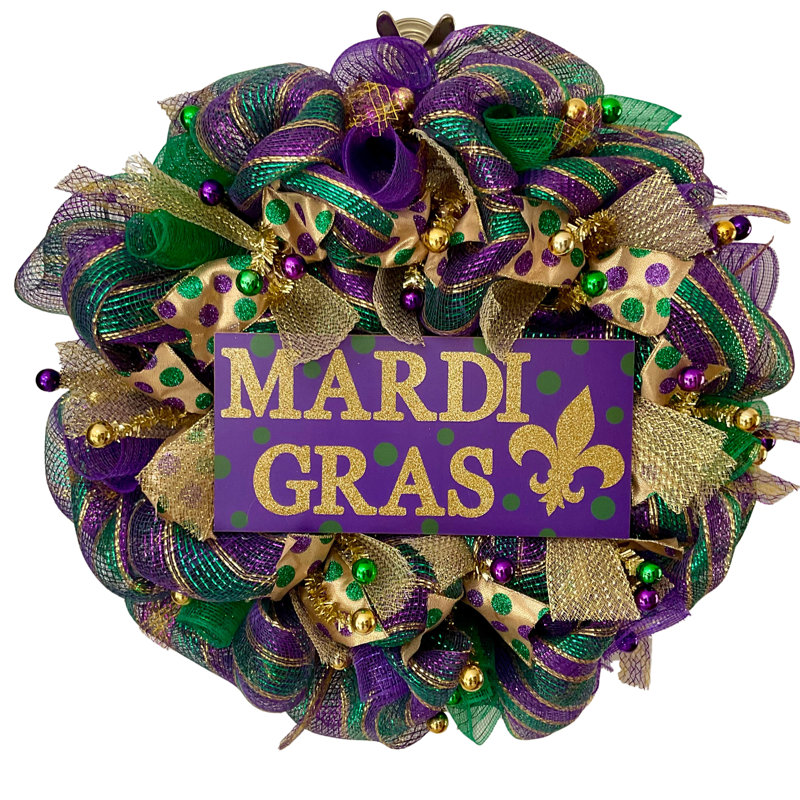 Couronne Mardi Gras avec grandes lettres dorées