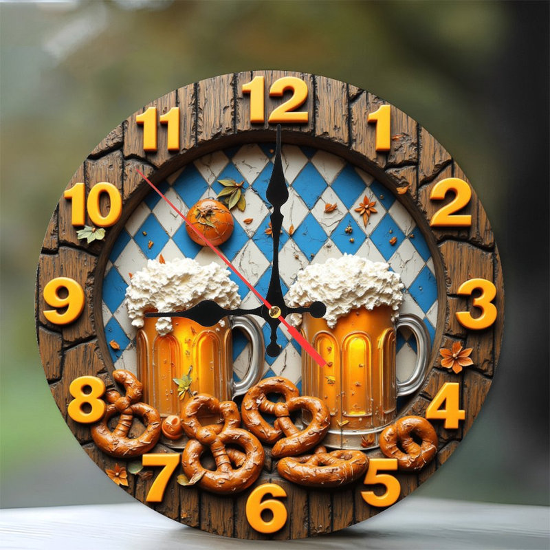 horloge de bière avec bretzels