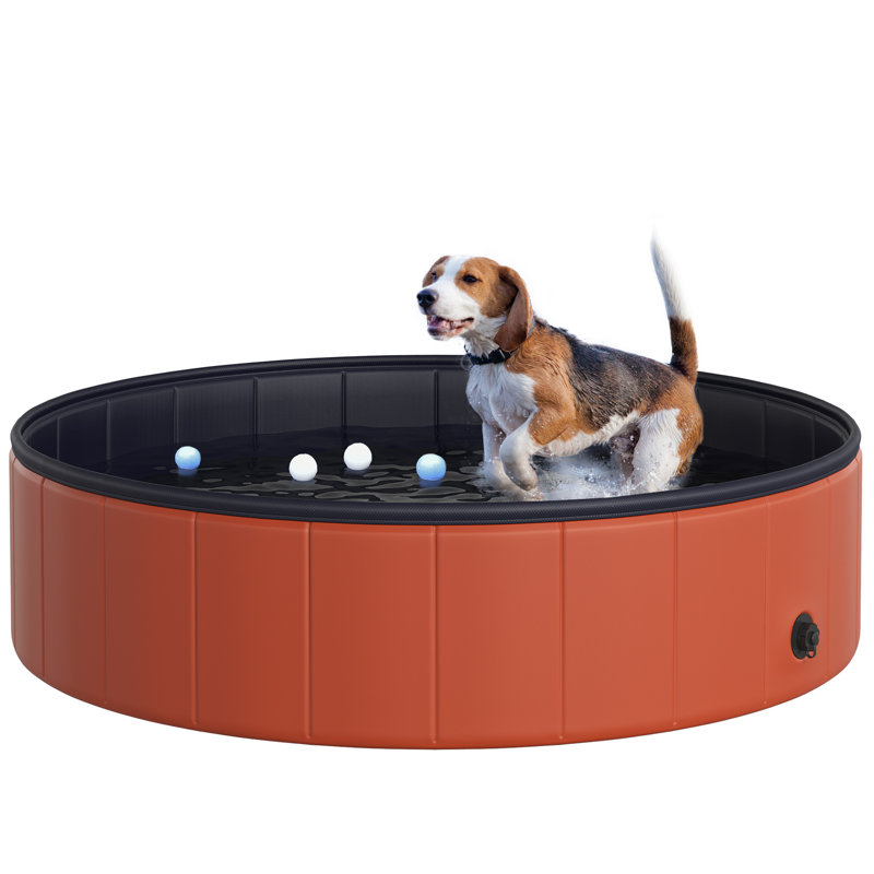 Plastic Foldable Dog Pool, 30cm H x 120cm W x 120cm D, Red