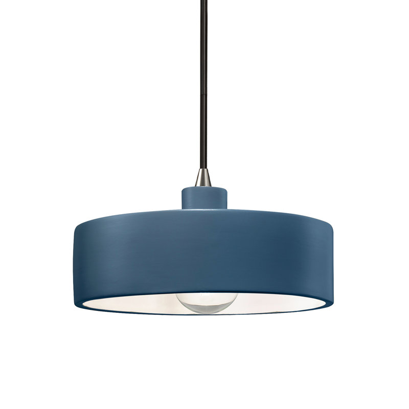 Luminaire suspendu cylindrique à 1 lumière Colgate, Nickel brossé, Ciel à minuit