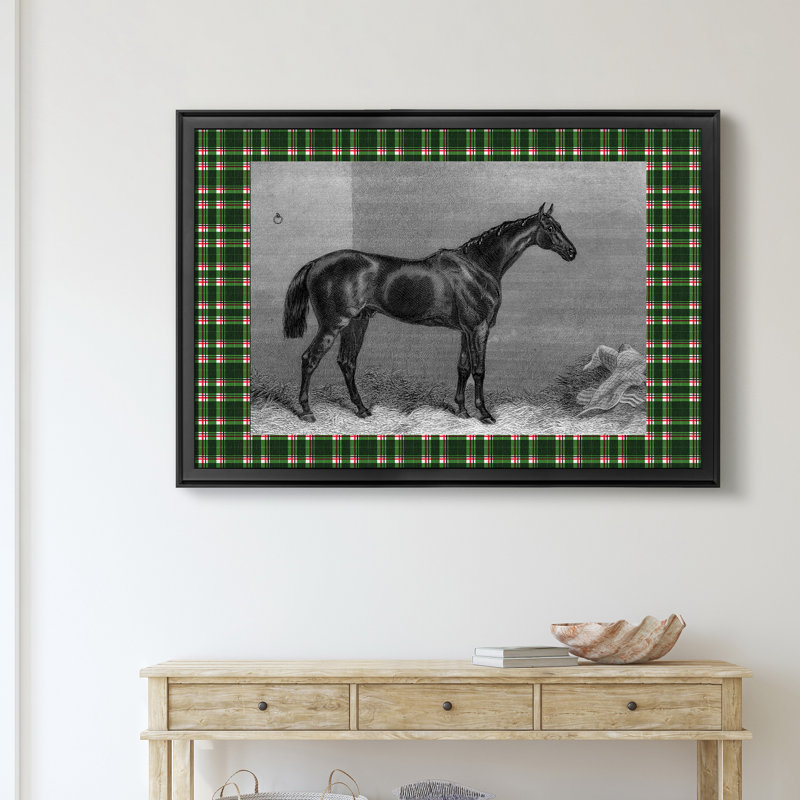 Équitation à carreaux I - reproduction d'art sur toile, Noir, H 26,5 po x l 36,5 po x P 1,5 po
