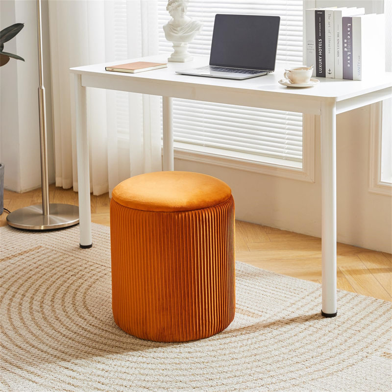 39cm Wide Footstool Ottoman, Orange