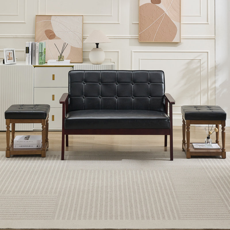 Table de bout avec rangement Gladis (ensemble de 2), Noir