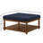 Spacious Tufted Linen Ottoman With Wood Shelf, Farmhouse Style For Home