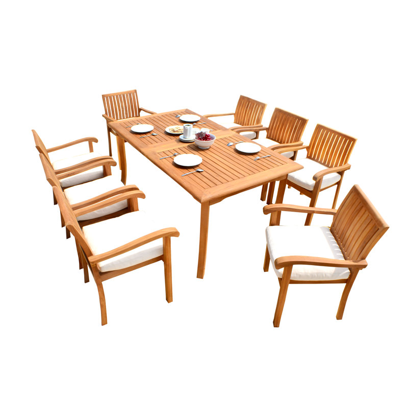 Olmead Outdoor 11 - Piece Teak Dining Set, 6, 30.5" H x 71" L x 40" W