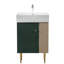 Meuble-lavabo de 55 cm avec tablette ouverte à droite, grande capacité de rangement, en bois massif, lavabo en céramique, portes à fermeture amortie, installation de tuyauterie simple, design élégant, revêtement imperméable pour armoires.