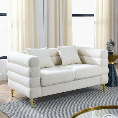2-Seater Sofa, Living Room Loveseat With 2 Pillows For Living Room, Bedroom