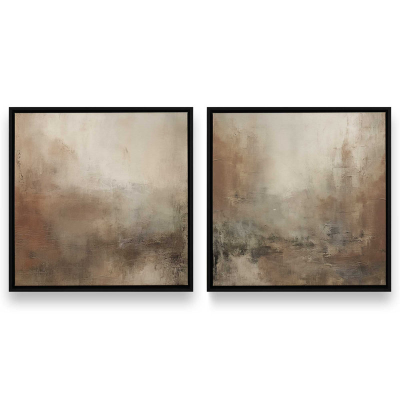 Russet Mist Déroulant, ensemble de 2, reproduction sur toile, H 12,75 po x l 12,75 po x P 1,75 po, Cadre flottant noir satiné