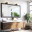 Miroir de salle de bain éclairé à DEL avec cadre en aluminium et grain de bois, anti-buée / réglable en continu / réglable en 3 couleurs-102744543