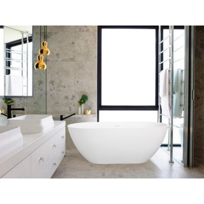 63" x 29.5" Freestanding Soaking Solid Surface Bathtub