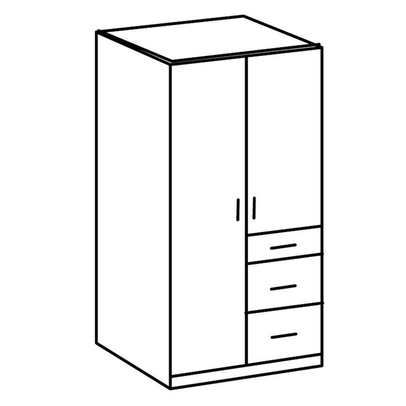 Vibeke 2 Door Manufactured Wood Wardrobe, Alpine white, Rough-cut oak