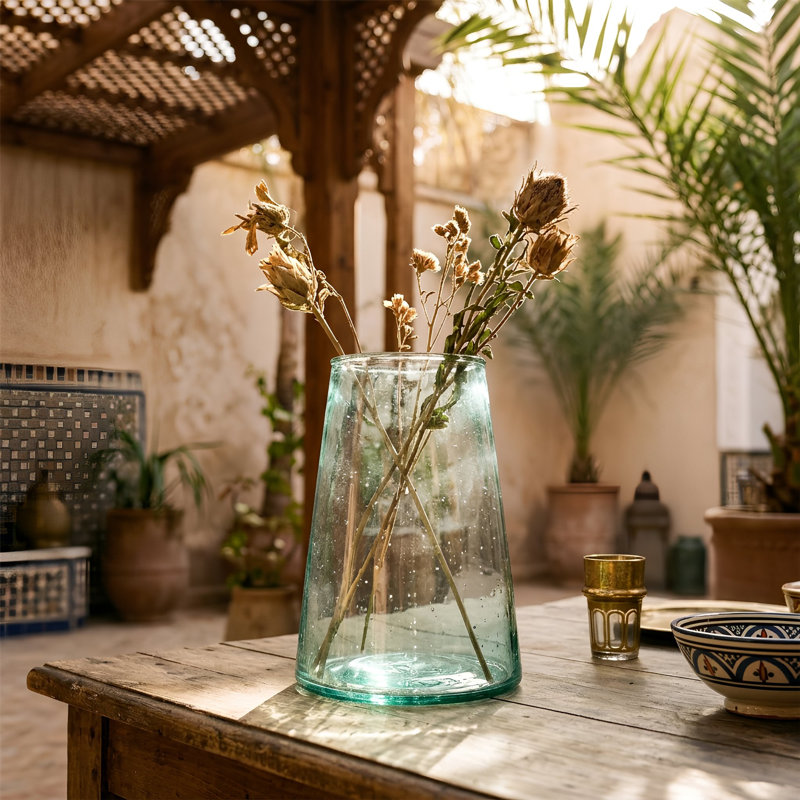 Jebel Recycled Glass Vase - 3.5 Litre - By Nicola Spring, Green