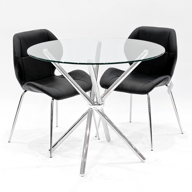 Dereham 2 - Person Dining Set, Black, Chrome
