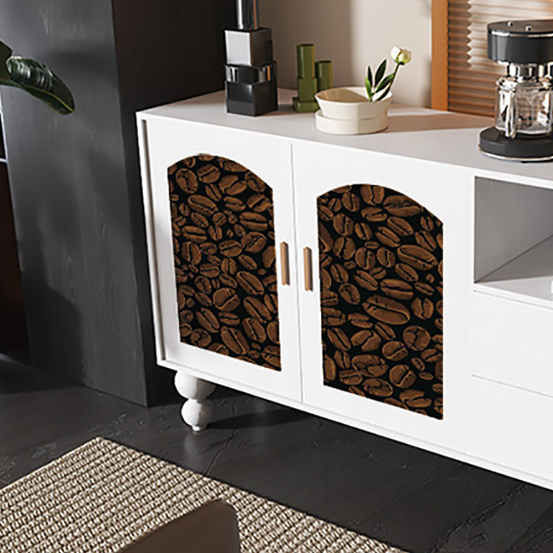 Buffet 59,1 po multifonctionnel, Blanc / Brun