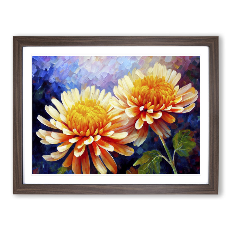 Chrysanthemum Flowers Vol.2 - Framed Print, 34cm H x 46cm W x 2cm D, Walnut Framed
