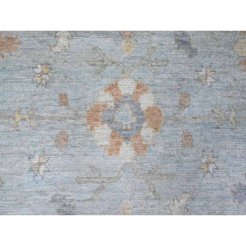 Tapis oriental bleu angulois Oushak 7 pi 10 po x 9 pi 9 po CD928B8108254F9789C1505784697C2D