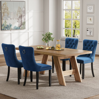 Ensemble de salle à manger rectangulaire pour 4 à 6 personnes, table de cuisine en bois et chaises avec fauteuil capitonné en velours pour la salle à manger, appartement
