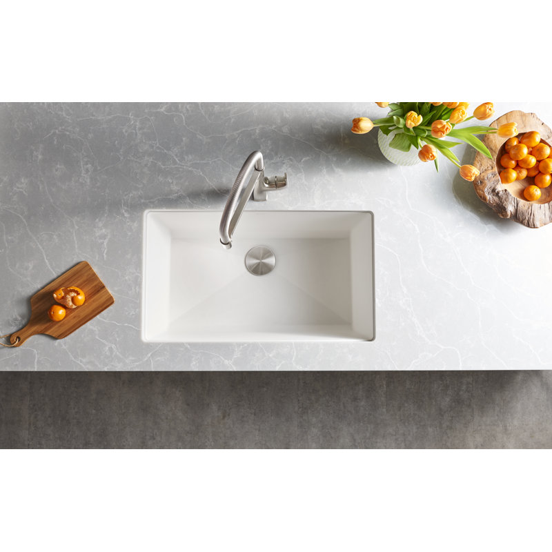 Precis SILGRANIT 32" L X 19" W Super Single Undermount Kitchen SInk, White