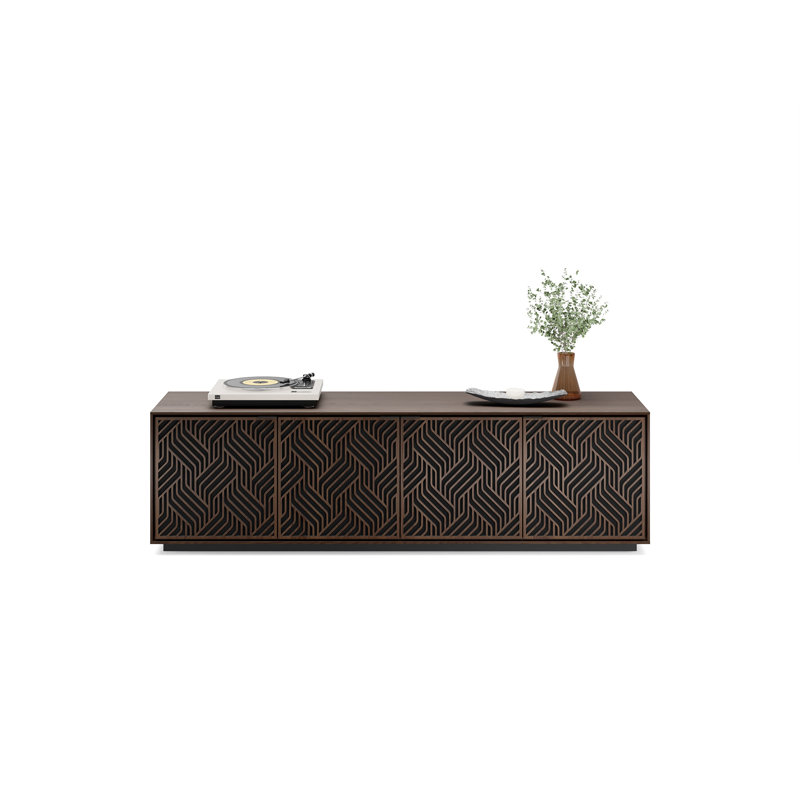 Elements - Cabinet with Rolling Plinth Base - Weave Door, Toasted Oak
