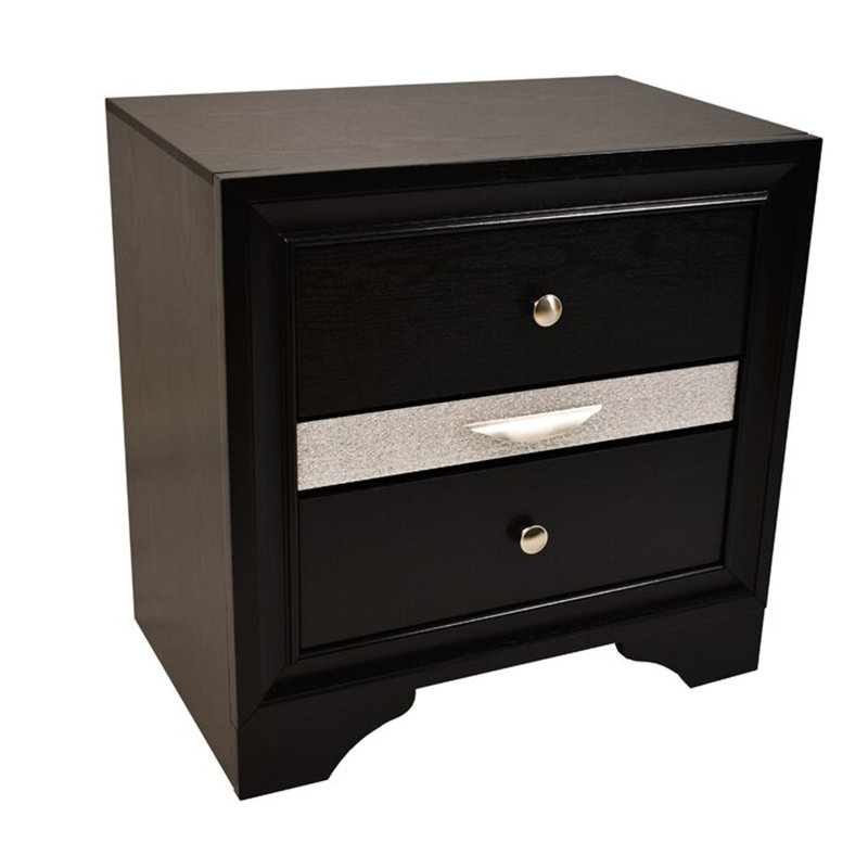 Table de chevet 2 tiroirs de style traditionnel en bois