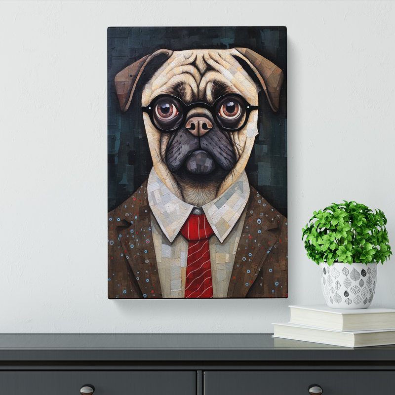 Pug Dadaism - Wrapped Canvas, 60cm H x 40cm W x 3cm D