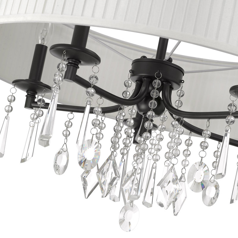 Lustre tambour unique à 5 lumières Berend, Voile nuptial, Noir mat