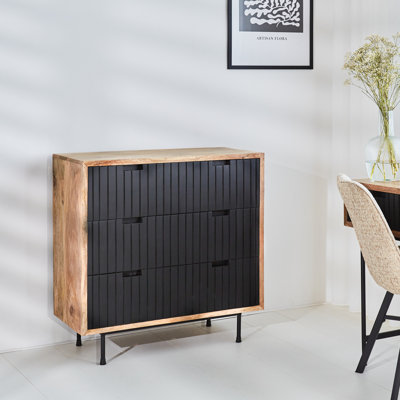 Imani Solid Wood 90cm W 3 - Drawer Chest of Drawers