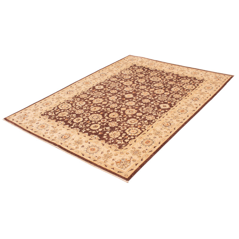 Tapis brun foncé en laine noué à la main de conception unique 8 pi x 10 pi 10 po New Age Chobi