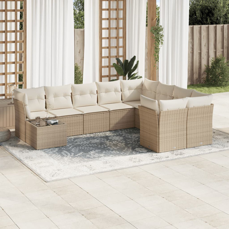 Ensemble de canapé de jardin Vidaxl, Beige, Blanc
