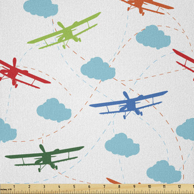 Daythan Colourful Retro Biplanes Air Route Dashed Multi-Purpose Fabric
