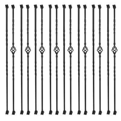16pcs Stair Balusters 1/2" Square Metal Stair Balusters With Baluster Swivel Shoes