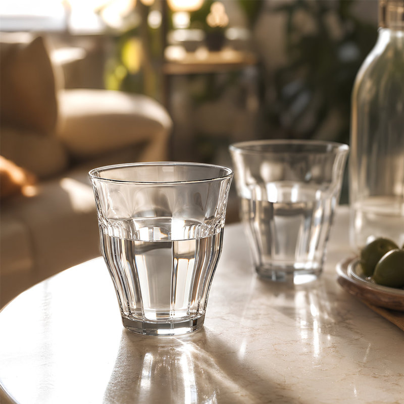 Argon Tableware 210ml Fluted Water Glasses - Ribbed Fluted Glassware Tumblers Set, Pack of 12