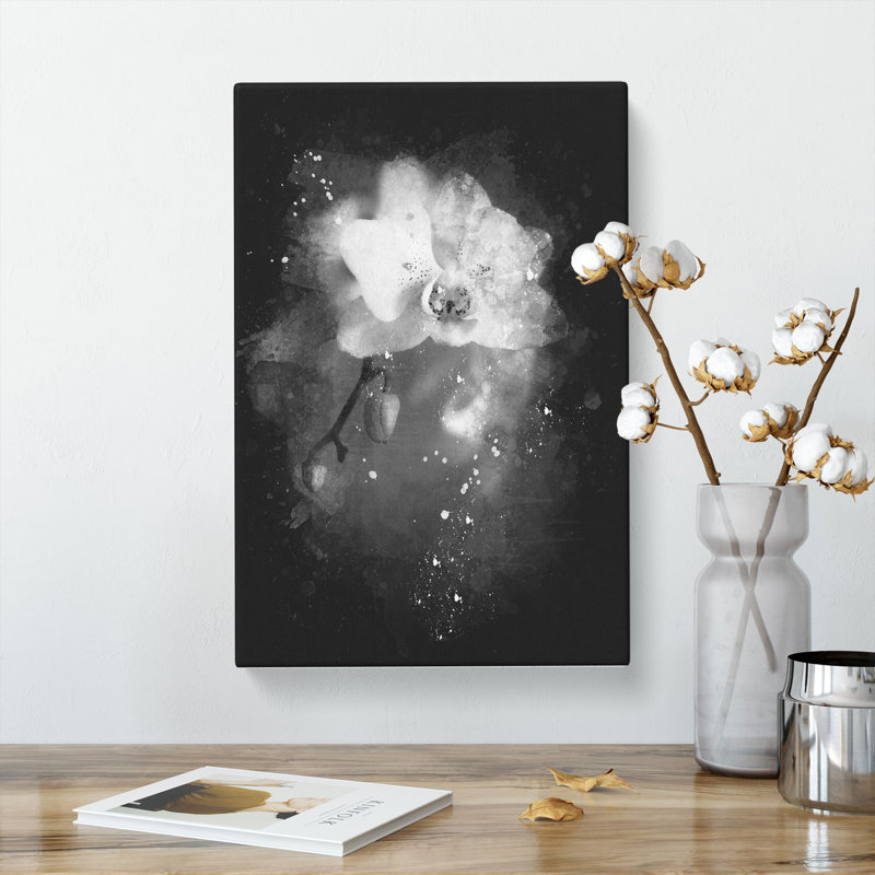 Pretty White Orchid - Wrapped Canvas Painting, 50cm H x 35cm W x 3cm D